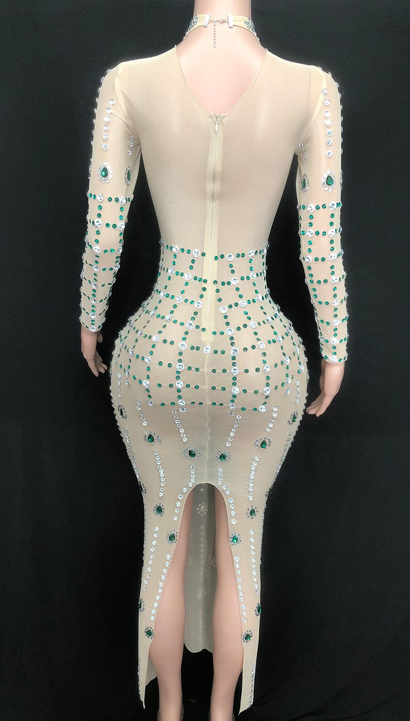 NOVANCE dropshipping products 2023 shiny green diamonds silver sequin dress robe de soiree chic for evening party prom ball room