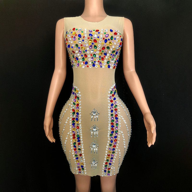 NOVANCE evening dress 2023 colorful diamonds sexy transparent sleeveless short sparkling dress hot mini evening gown for club