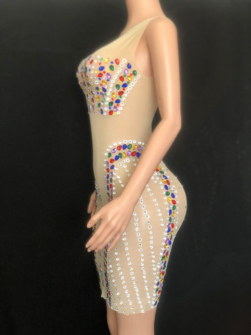 NOVANCE evening dress 2023 colorful diamonds sexy transparent sleeveless short sparkling dress hot mini evening gown for club