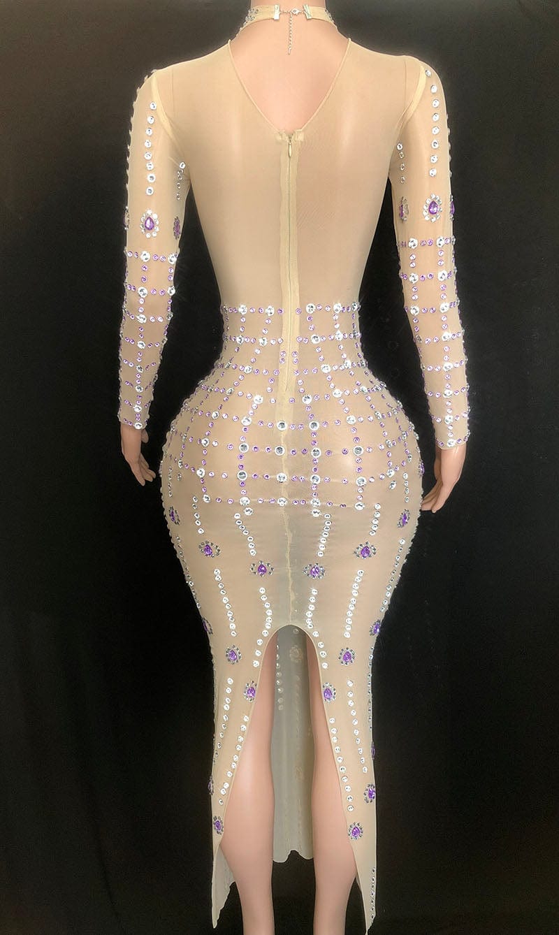 NOVANCE evening dress 2023 modest long glittering purple diamonds luxury dresses women elegant ball gown for dinner party