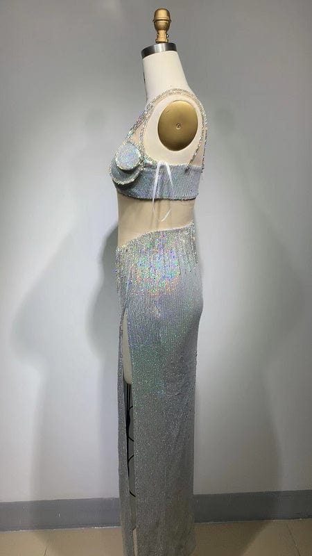 NOVANCE evening dress sexy 2023 dresses luxury silver set glittering diamonds tassels sexy robes de soiree chic et glamour