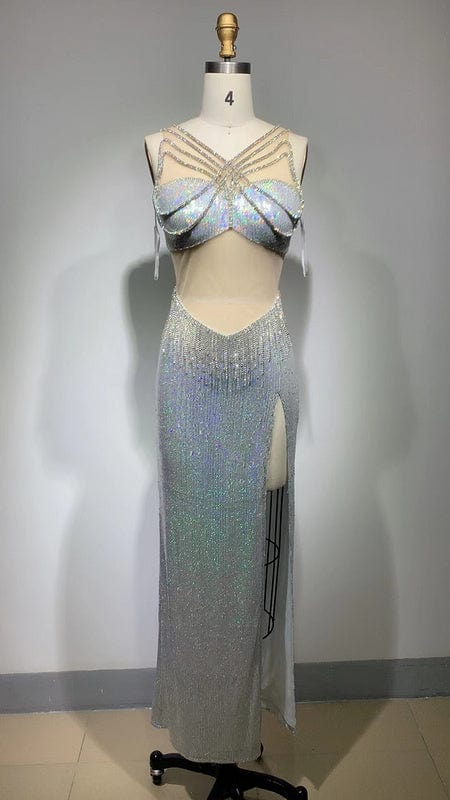 NOVANCE evening dress sexy 2023 dresses luxury silver set glittering diamonds tassels sexy robes de soiree chic et glamour