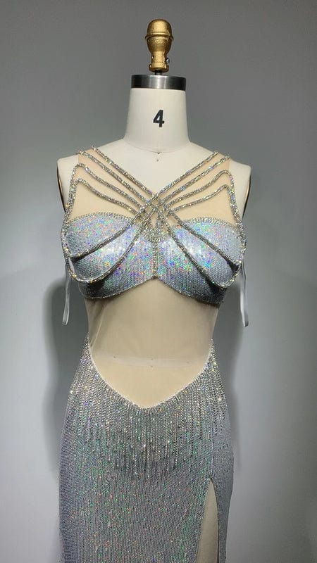 NOVANCE evening dress sexy 2023 dresses luxury silver set glittering diamonds tassels sexy robes de soiree chic et glamour