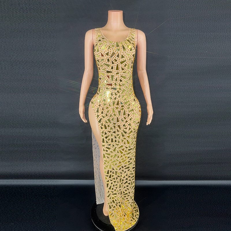 Novance Evening Dresses Gold Rhinestone Sequin Dresses Bodycon Women Lady Elegant Party Ball Gowns Sexy Dresses