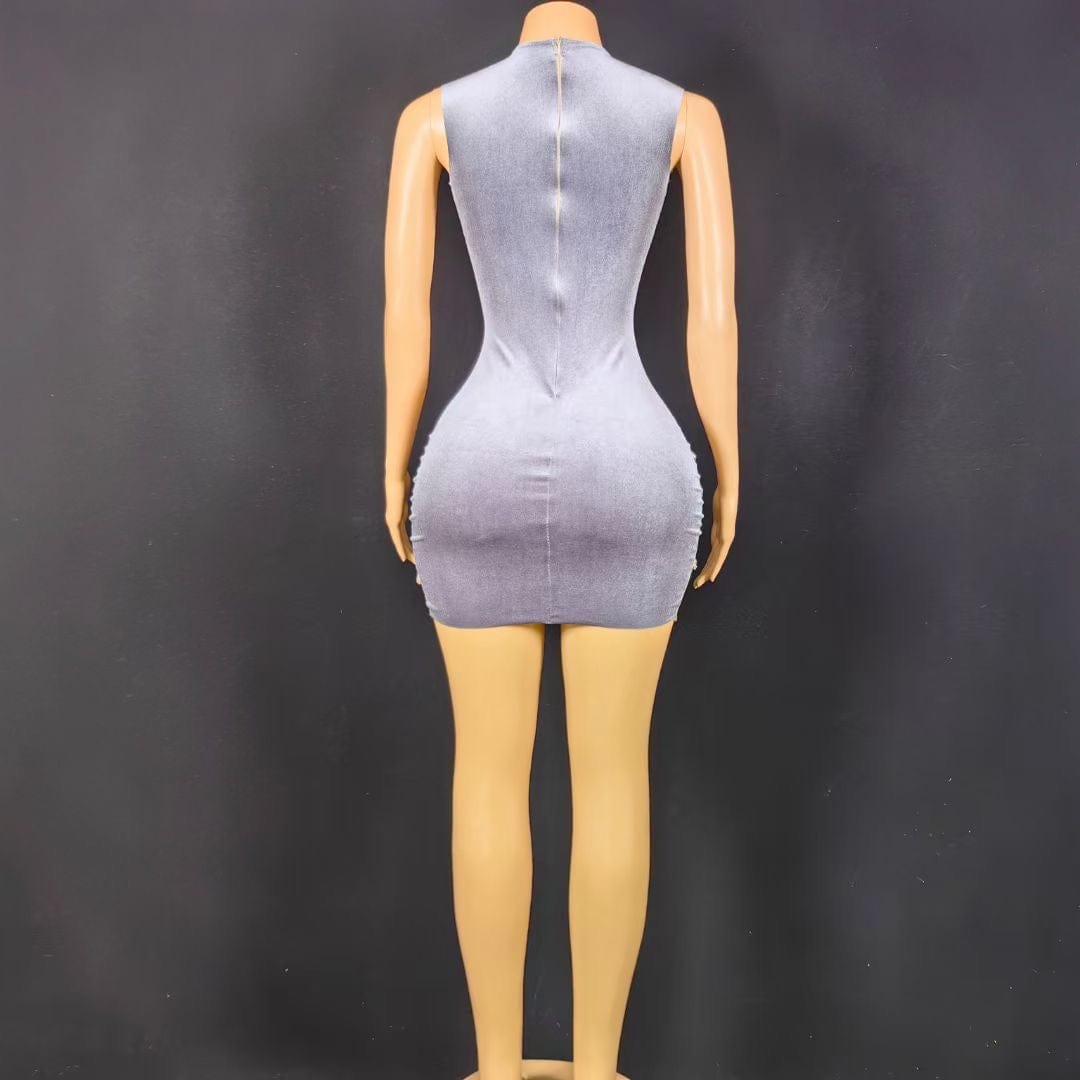 NOVANCE hot selling products 2023 shiny diamonds sexy sheer low cut dress mini luxury crystals cocktail dresses for nightclub