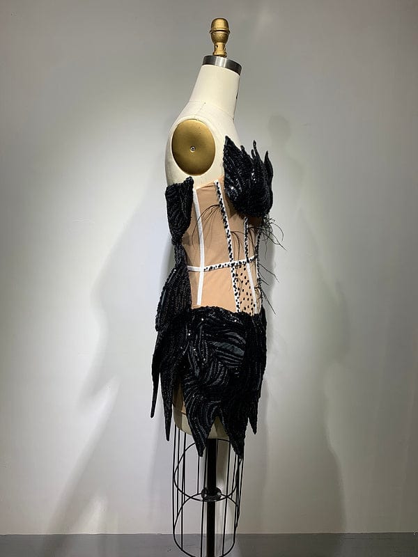 NOVANCE ladies wear latest fashion sparkling diamonds black tube top sexy dress party with bling sequins for birthday party