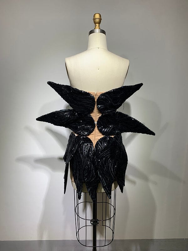 NOVANCE ladies wear latest fashion sparkling diamonds black tube top sexy dress party with bling sequins for birthday party