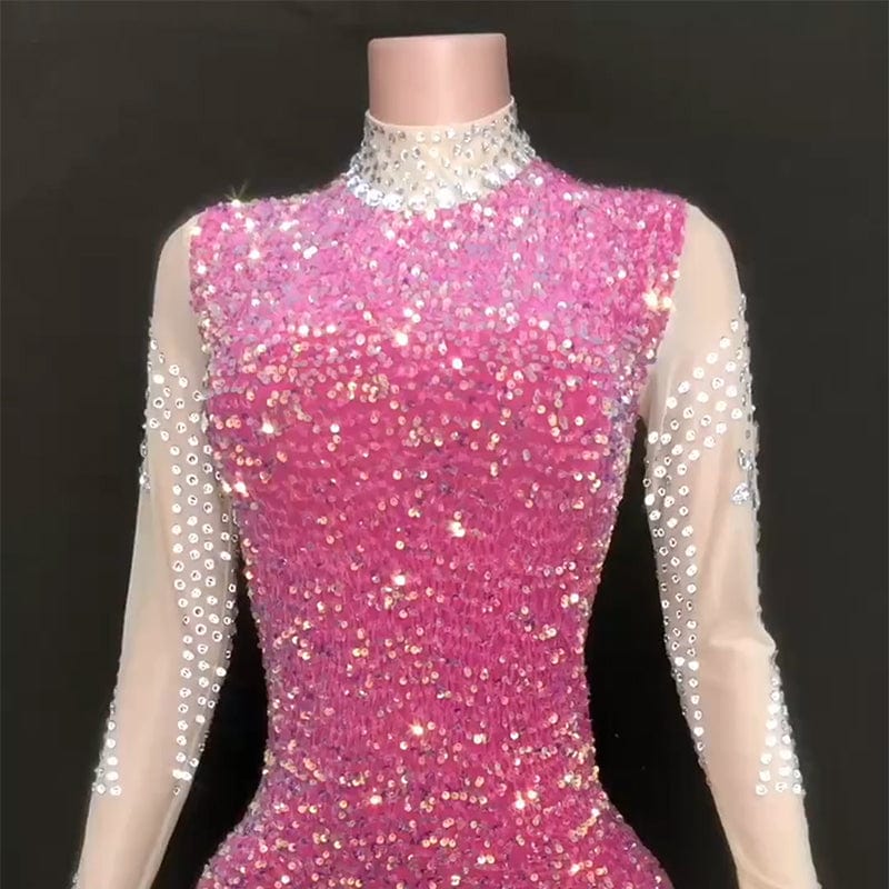 NOVANCE most popular products in america high neck glitter sequins pink dress sparkling diamonds cocktail dresses for evening