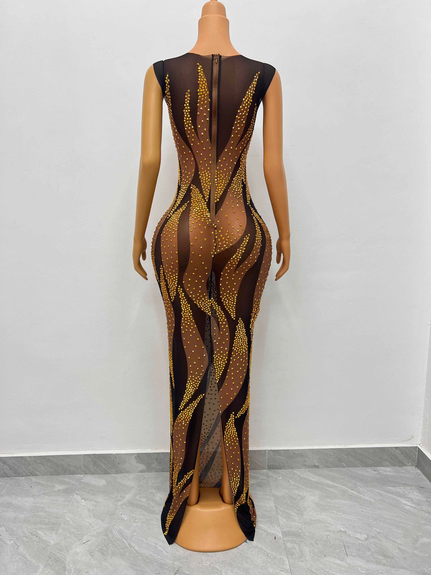 NOVANCE new product ideas 2023 shiny diamonds elegant sleeveless long gown evening dress gold robe for dinner party prom