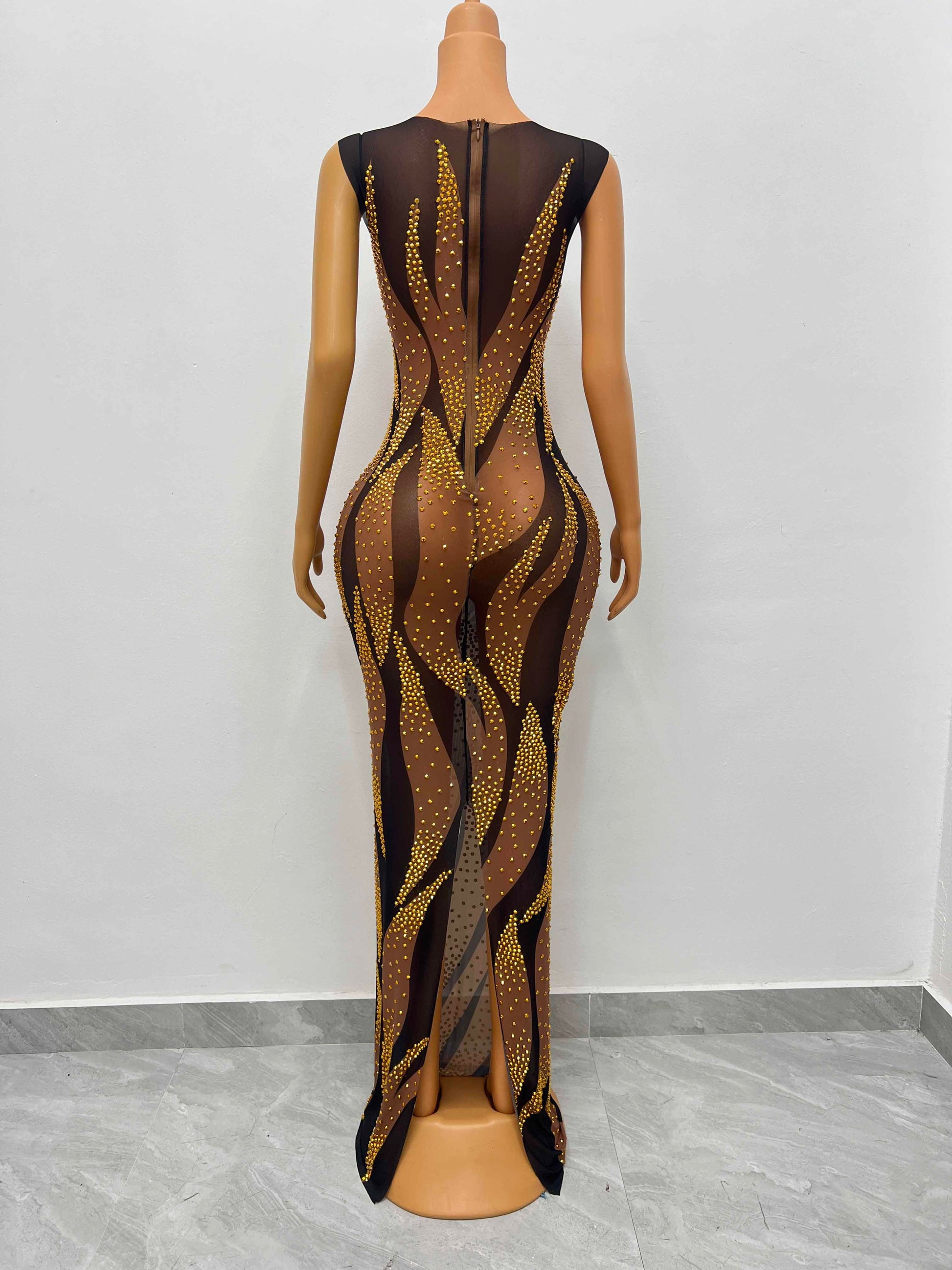 NOVANCE new product ideas 2023 shiny diamonds elegant sleeveless long gown evening dress gold robe for dinner party prom