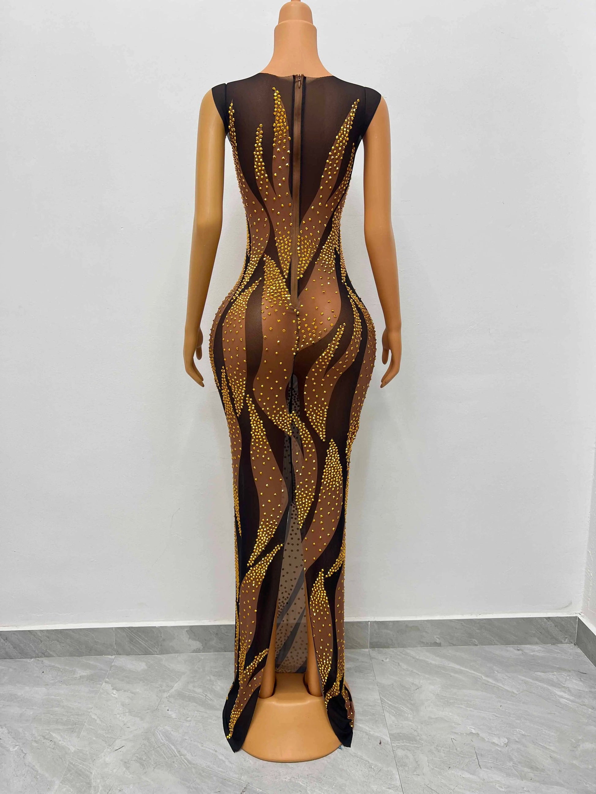 NOVANCE new product ideas 2023 shiny diamonds elegant sleeveless long gown evening dress gold robe for dinner party prom