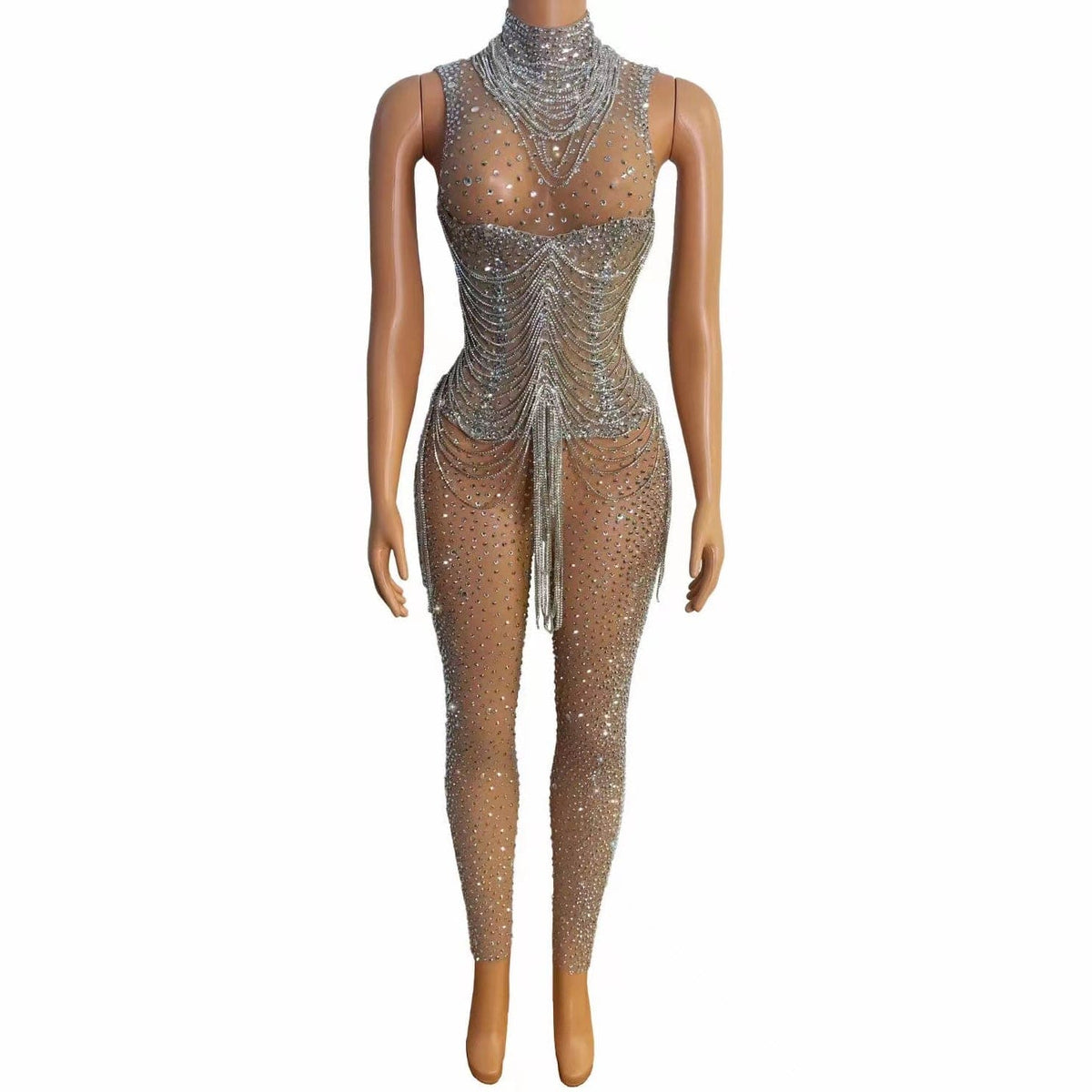 NOVANCE new product ideas 2023 sleeveless sexy see through shiny tassels rompers jumpsuit women for nightclub bar party