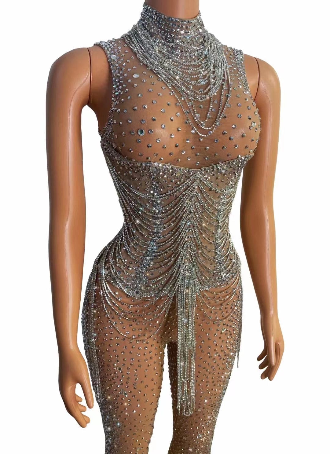 NOVANCE new product ideas 2023 sleeveless sexy see through shiny tassels rompers jumpsuit women for nightclub bar party