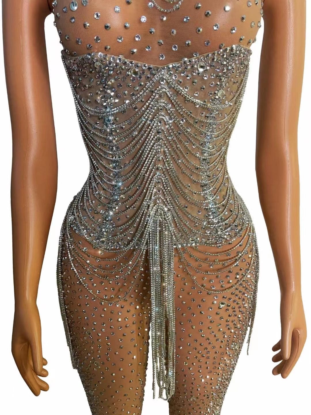 NOVANCE new product ideas 2023 sleeveless sexy see through shiny tassels rompers jumpsuit women for nightclub bar party