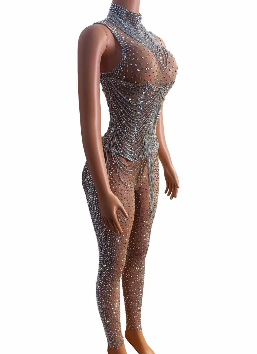 NOVANCE new product ideas 2023 sleeveless sexy see through shiny tassels rompers jumpsuit women for nightclub bar party