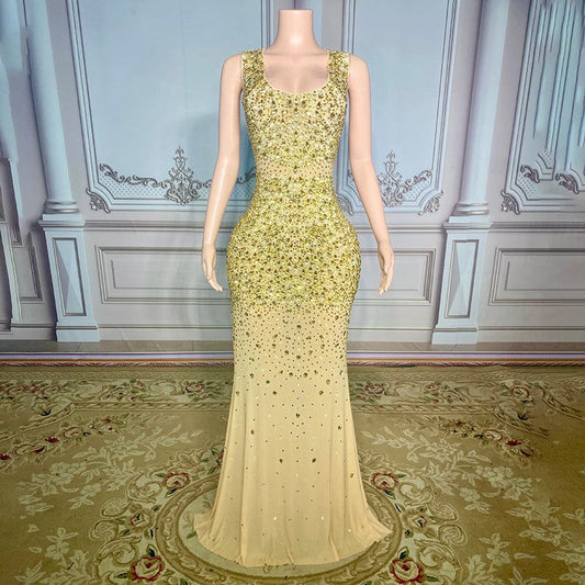 NOVANCE new product luxury sexy see through shiny golden diamonds ball gowns for women evening dresses elegant dinner dresses