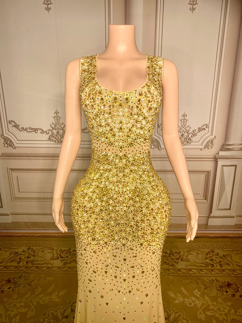 NOVANCE new product luxury sexy see through shiny golden diamonds ball gowns for women evening dresses elegant dinner dresses