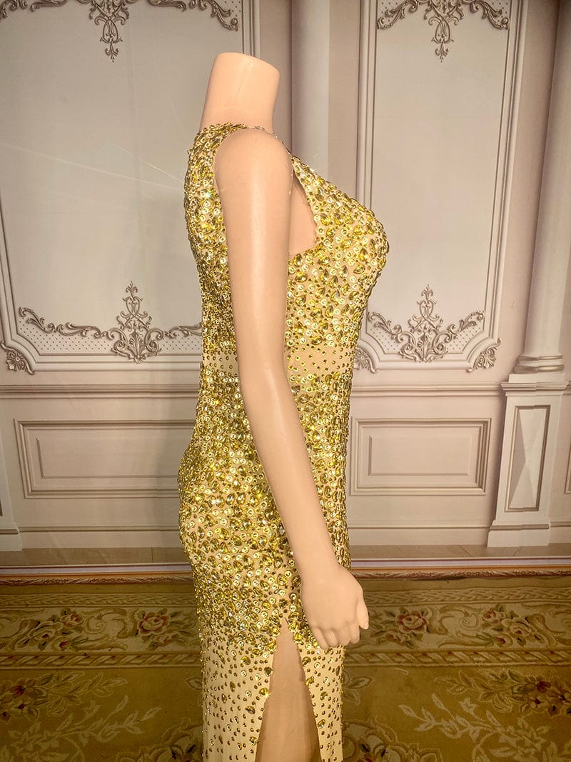 NOVANCE new product luxury sexy see through shiny golden diamonds ball gowns for women evening dresses elegant dinner dresses