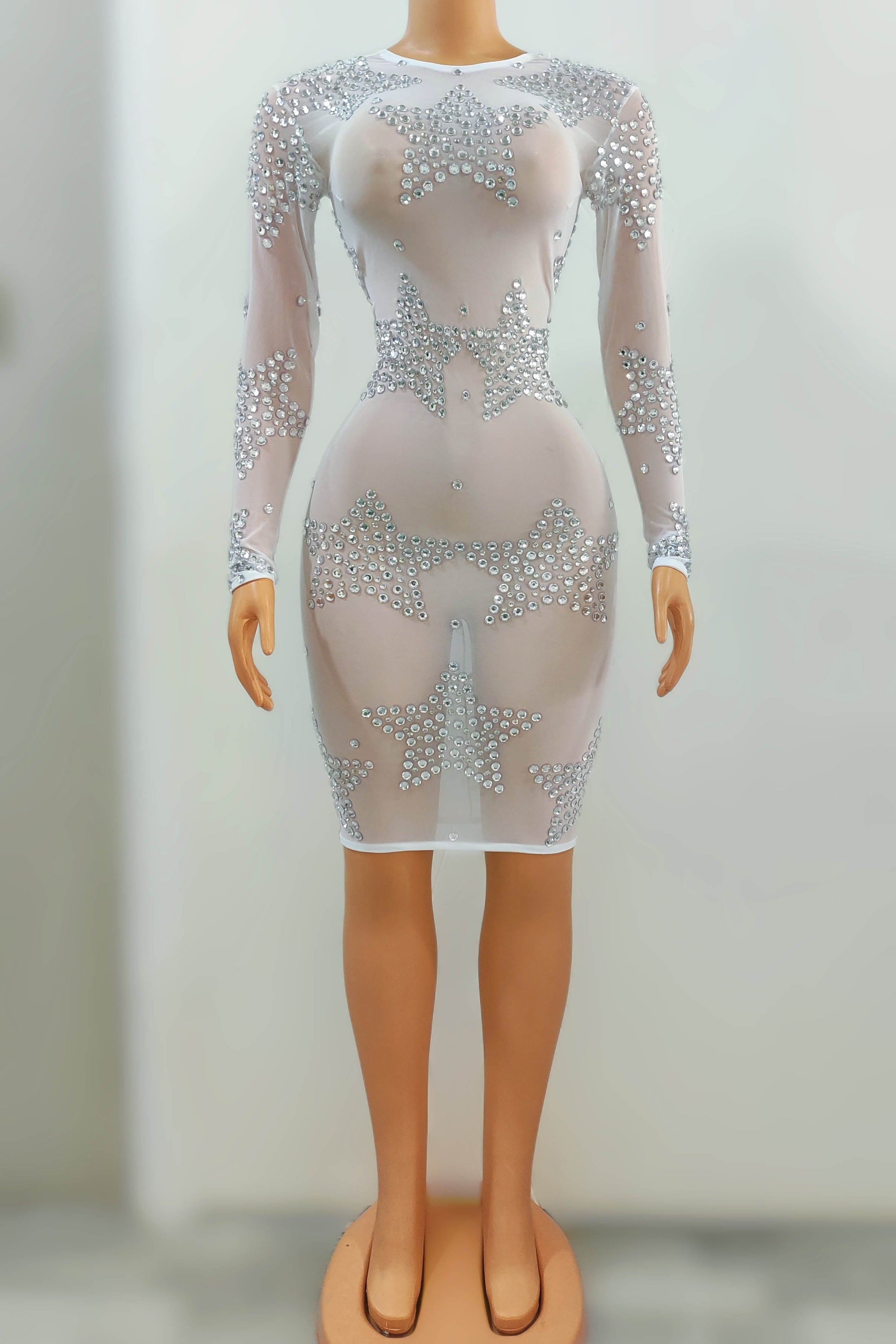 NOVANCE new product stars pink see through mesh glittering stones short gown dresses women party sexy evening gown for party