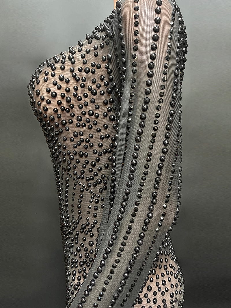 NOVANCE popular products 2023 trending midi length sheer black dresses women lady elegant square neck luxury evening dresses