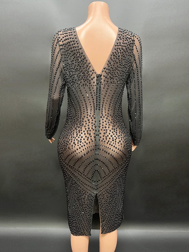 NOVANCE popular products 2023 trending midi length sheer black dresses women lady elegant square neck luxury evening dresses