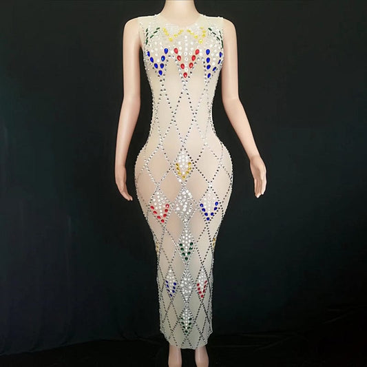 NOVANCE prom dress 2023 elegant colorful diamonds Diamond grid evening long gown sleeveless sexy prom dress women for party