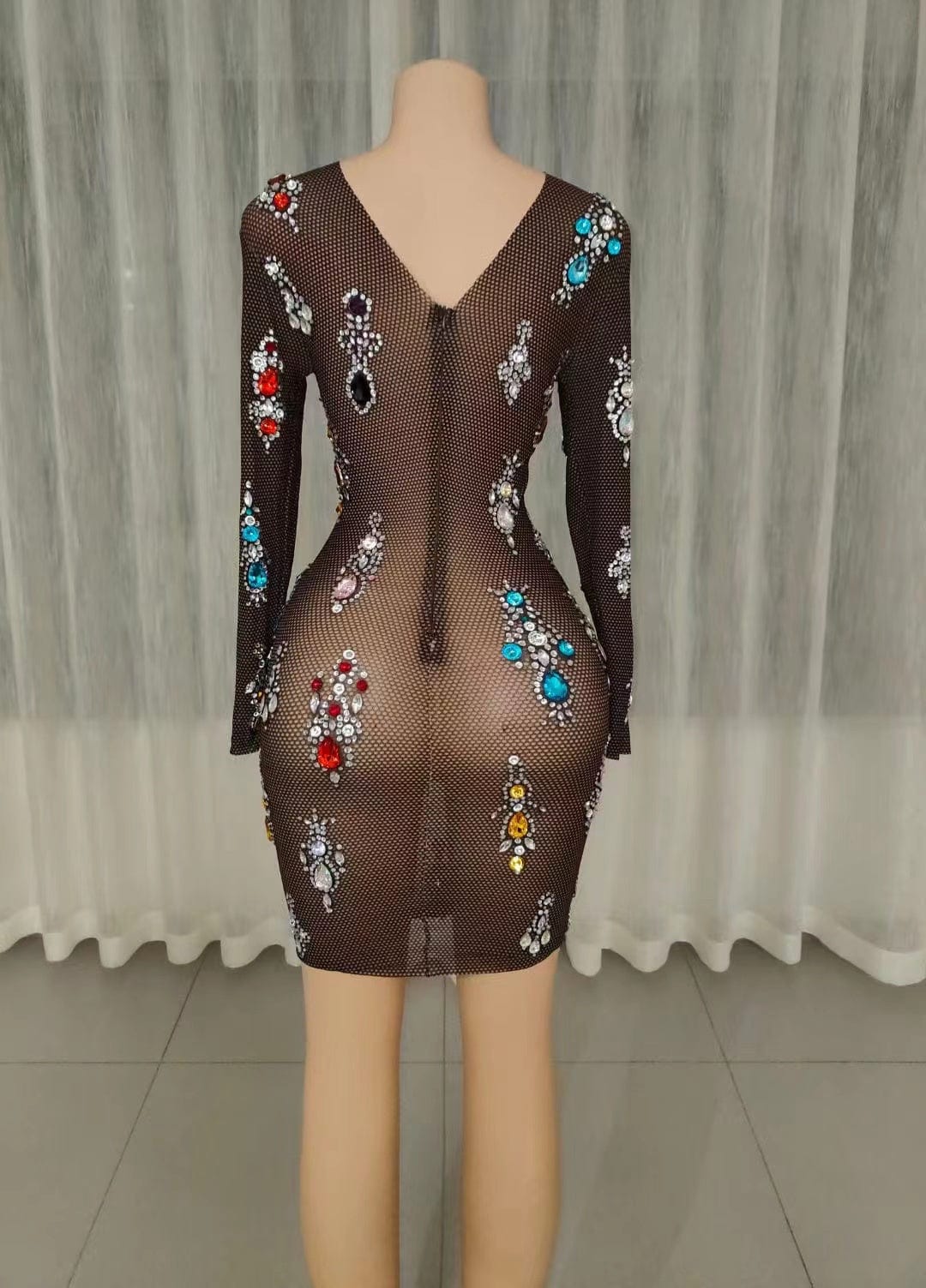 NOVANCE robe femme soiree sexy black sheer sparkling colorful diamonds luxury dress evening gown for evening cocktail party