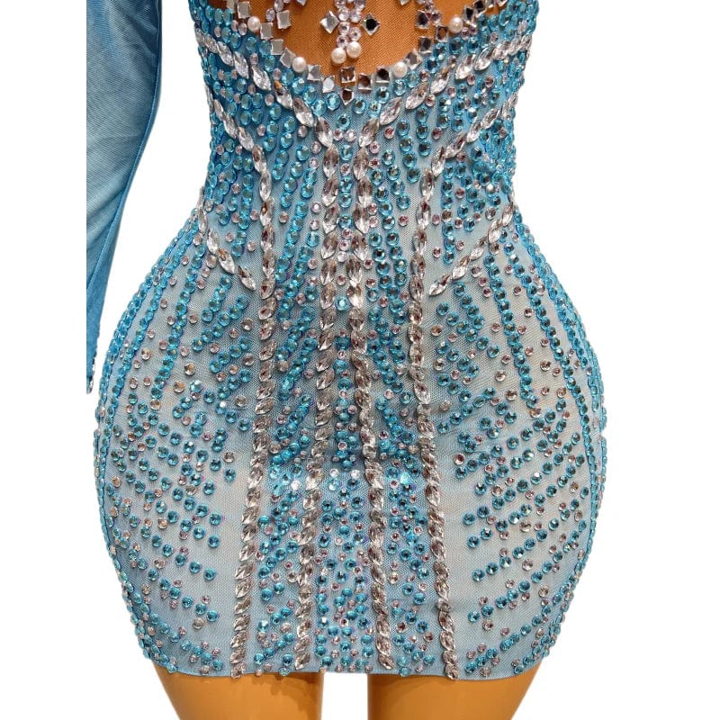 NOVANCE robes de soiree Elegant 2023 new sexy mini dazzling diamonds blue dress night bodycon club dress for birthday party