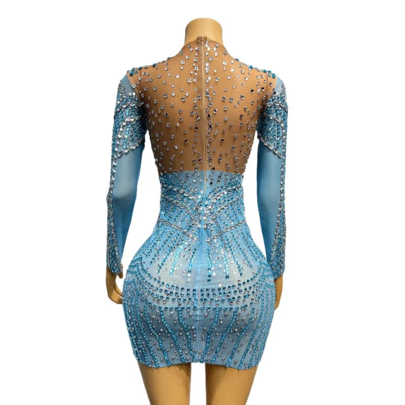 NOVANCE robes de soiree Elegant 2023 new sexy mini dazzling diamonds blue dress night bodycon club dress for birthday party