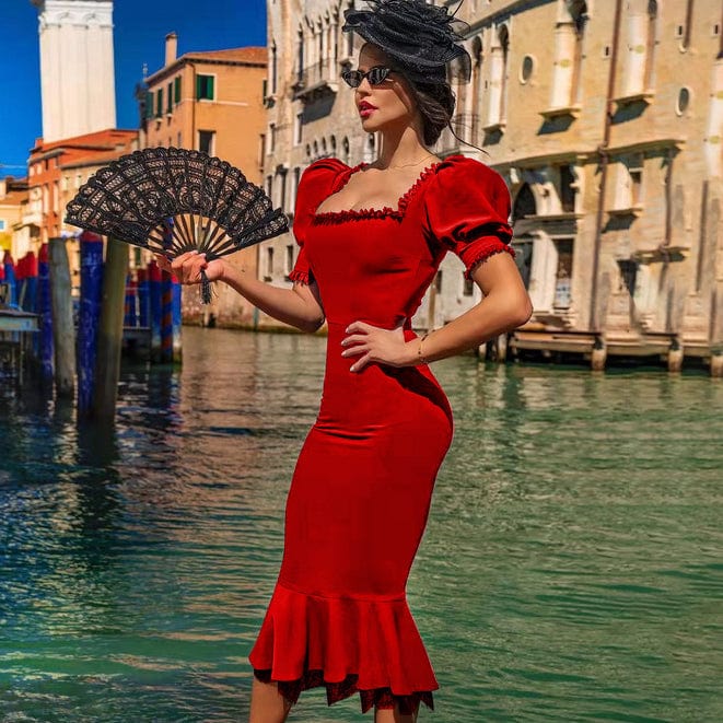 Novance Summer Lady Clothes Set Red Lace Bodycon Dress British Fashion Brand Womens Clothes Ladies Casual Party Dresses Elegant