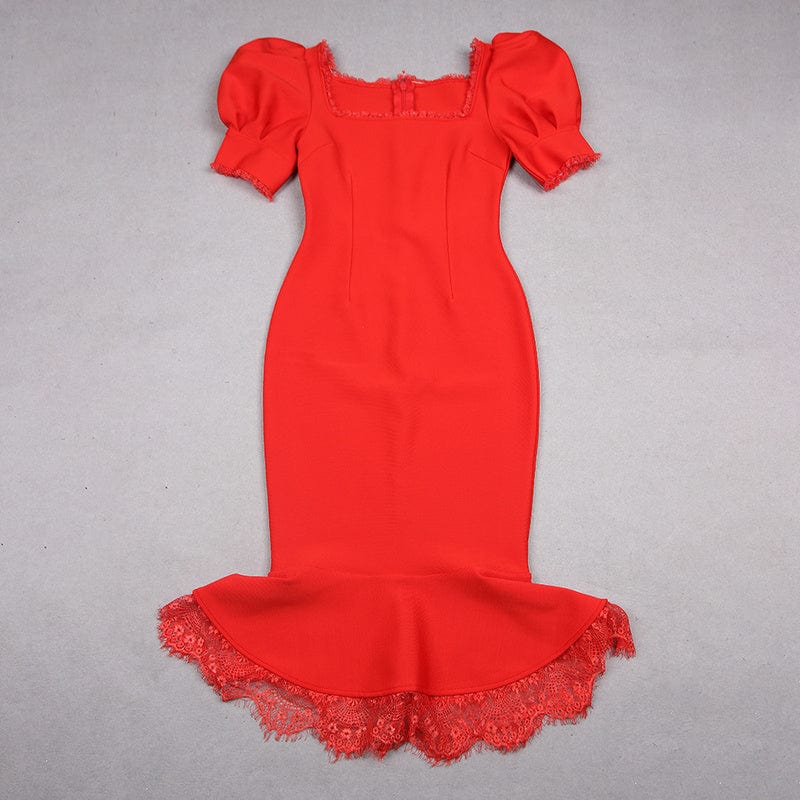 Novance Summer Lady Clothes Set Red Lace Bodycon Dress British Fashion Brand Womens Clothes Ladies Casual Party Dresses Elegant
