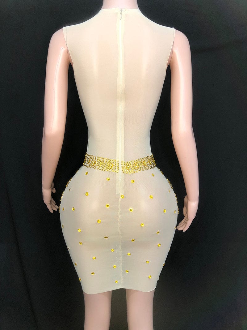 NOVANCE top selling products 2023 luxury golden diamonds sexy sleeveless short dinner gowns mini robe femme for evening party