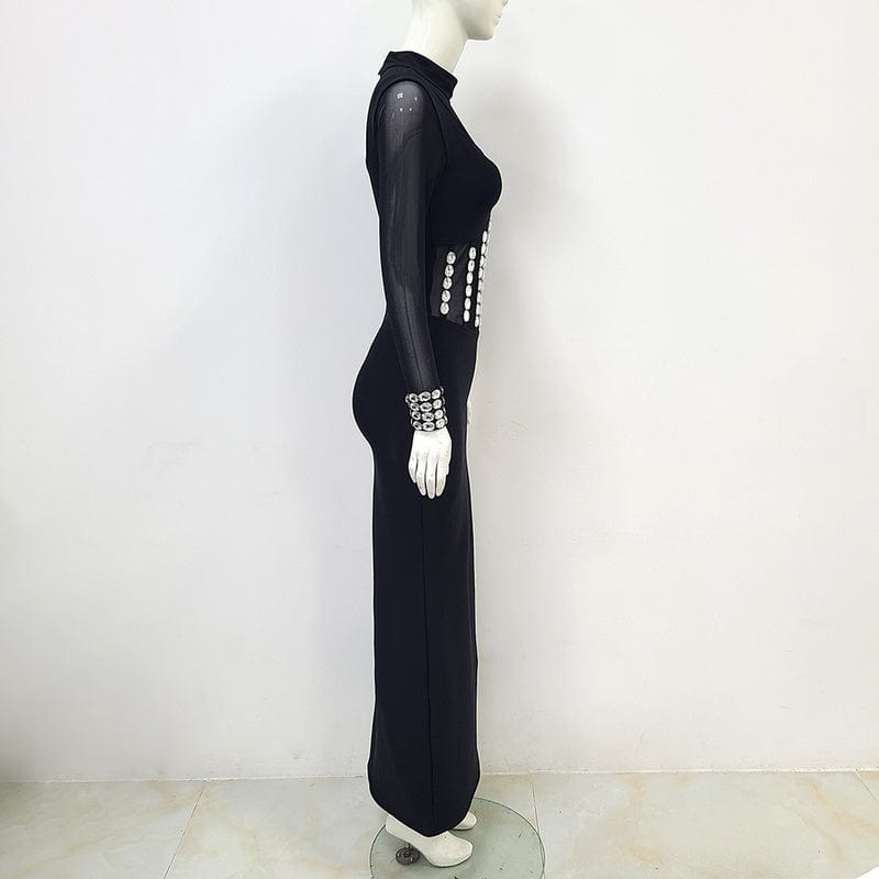 NOVANCE top selling products 2023 shiny diamonds sheer sexy bodycon club black dresses elegant women red carpet evening party