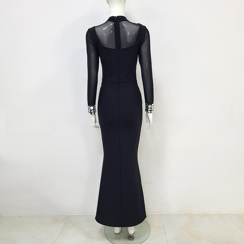 NOVANCE top selling products 2023 shiny diamonds sheer sexy bodycon club black dresses elegant women red carpet evening party