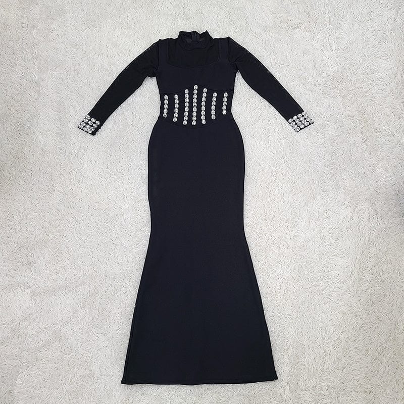 NOVANCE top selling products 2023 shiny diamonds sheer sexy bodycon club black dresses elegant women red carpet evening party