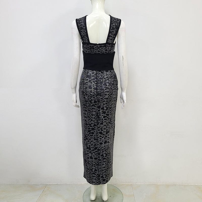 NOVANCE tops for women 2023 sexy off shoulder high split evening dresses elegant stretchy printed long dress for dinner party