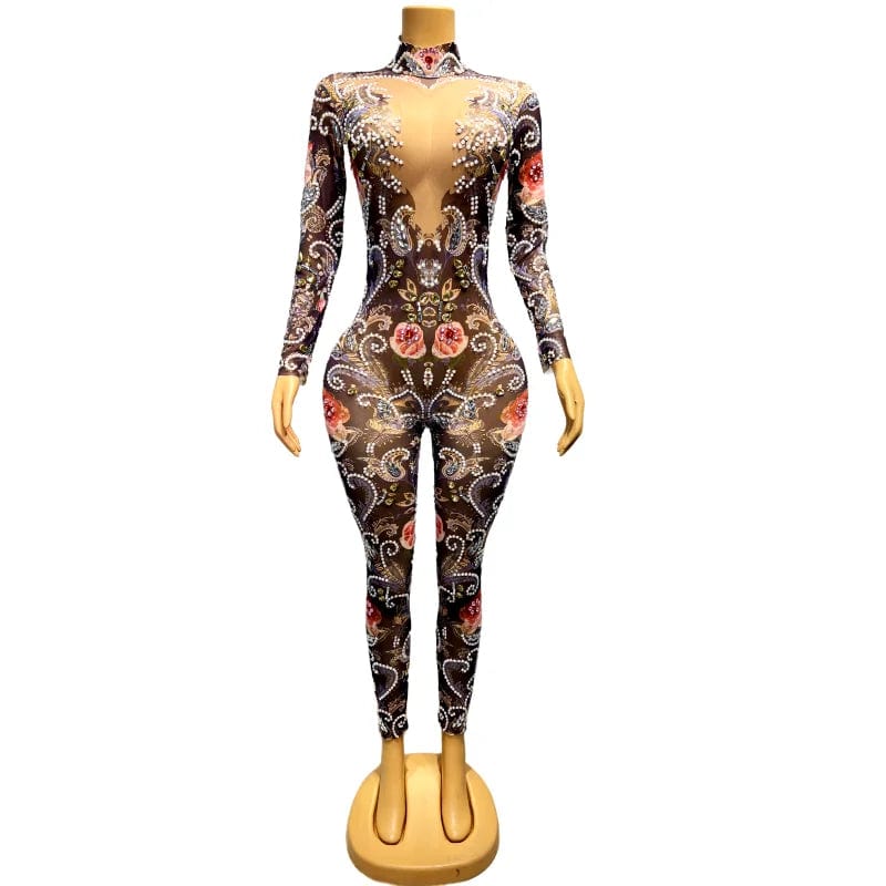 NOVANCE trending products 2023 new arrivals shiny diamonds rose blue not see through club wear jumpsuits for night club bar