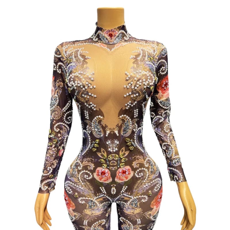 NOVANCE trending products 2023 new arrivals shiny diamonds rose blue not see through club wear jumpsuits for night club bar