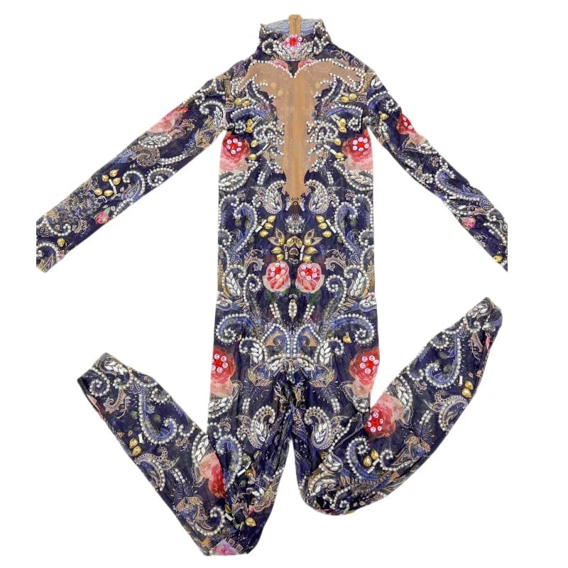 NOVANCE trending products 2023 new arrivals shiny diamonds rose blue not see through club wear jumpsuits for night club bar