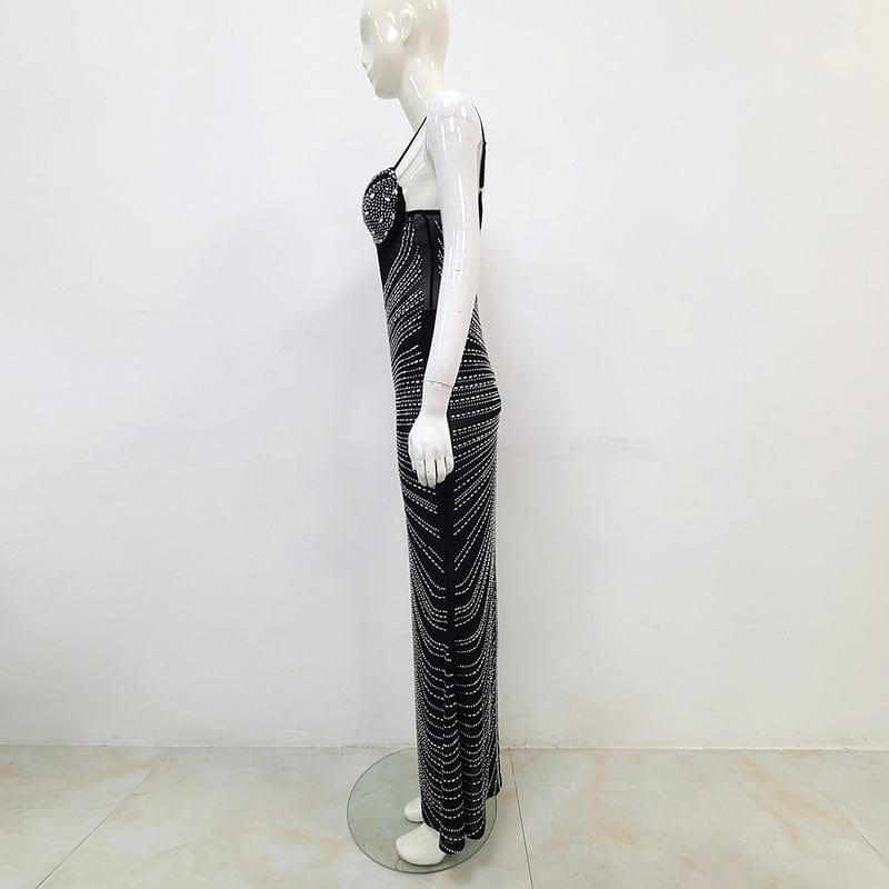 NOVANCE trendy items 2023 sexy see through black tassels shiny diamonds bridesmaid dresses ball gown evening dresses elegant