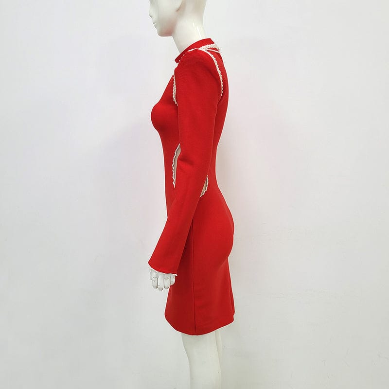 NOVANCE trendy women summer clothes 2023 sexy cut out red bridesmaid dress with shoulder pad mid-length dress dor wedding party