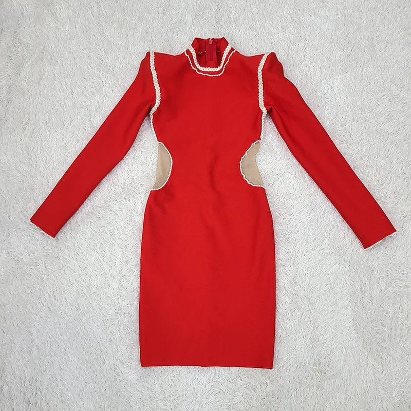 NOVANCE trendy women summer clothes 2023 sexy cut out red bridesmaid dress with shoulder pad mid-length dress dor wedding party