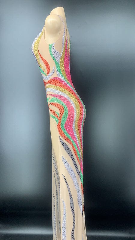 Novance Wholesale Clothing Factories Elegant Gorgeous Colored Sequined Maxi Evening Dresses Ceremony Abito Lungo Elegante Curvy
