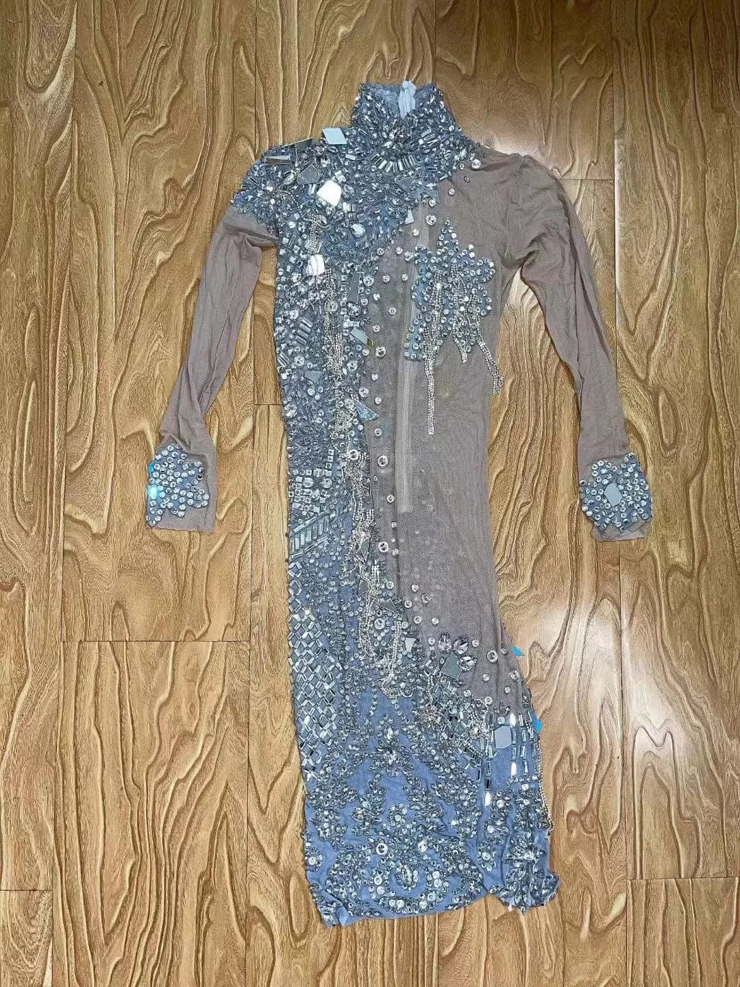 NOVANCE women summer clothes shiny diamonds mirror sequins sexy see through mesh silver dress bling crystals evening gown party