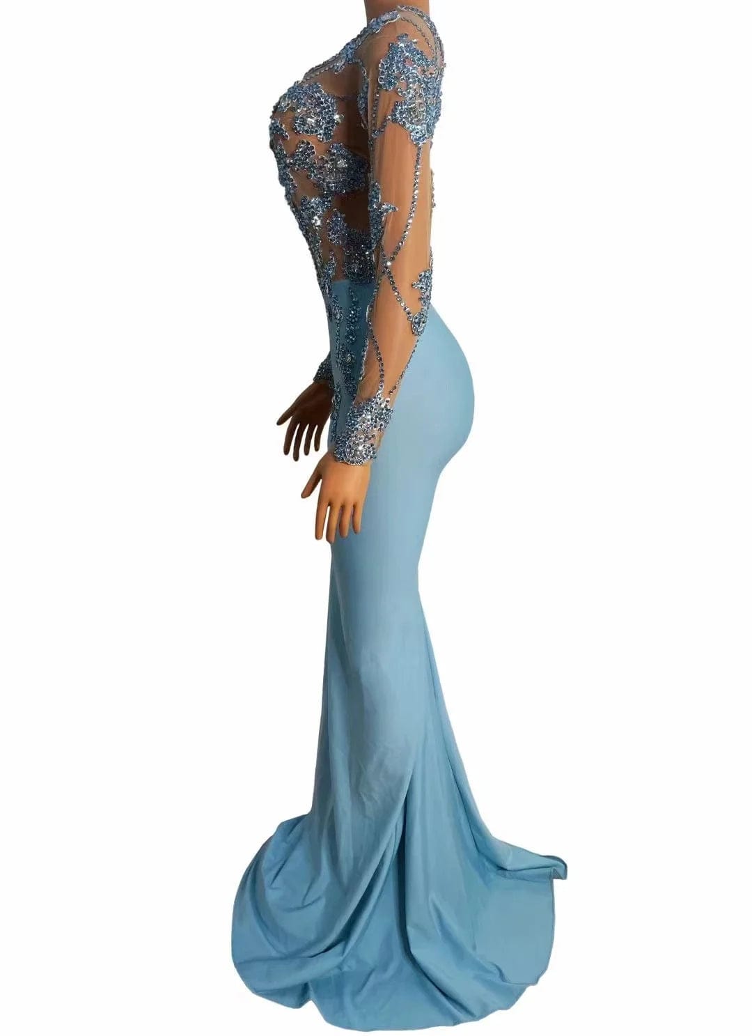 NOVANCE women summer dress new style blue shiny diamonds tail evening gown dress elegant wedding dresses for dinner party