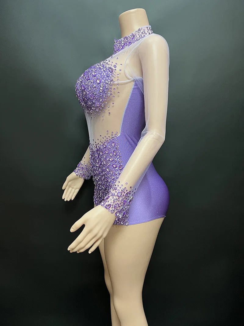 Novance Y2113  club wear bodysuit long sleeves elegant jumpsuits playsuits bodysuits 2023 purple rompers women jumpsuit sexy