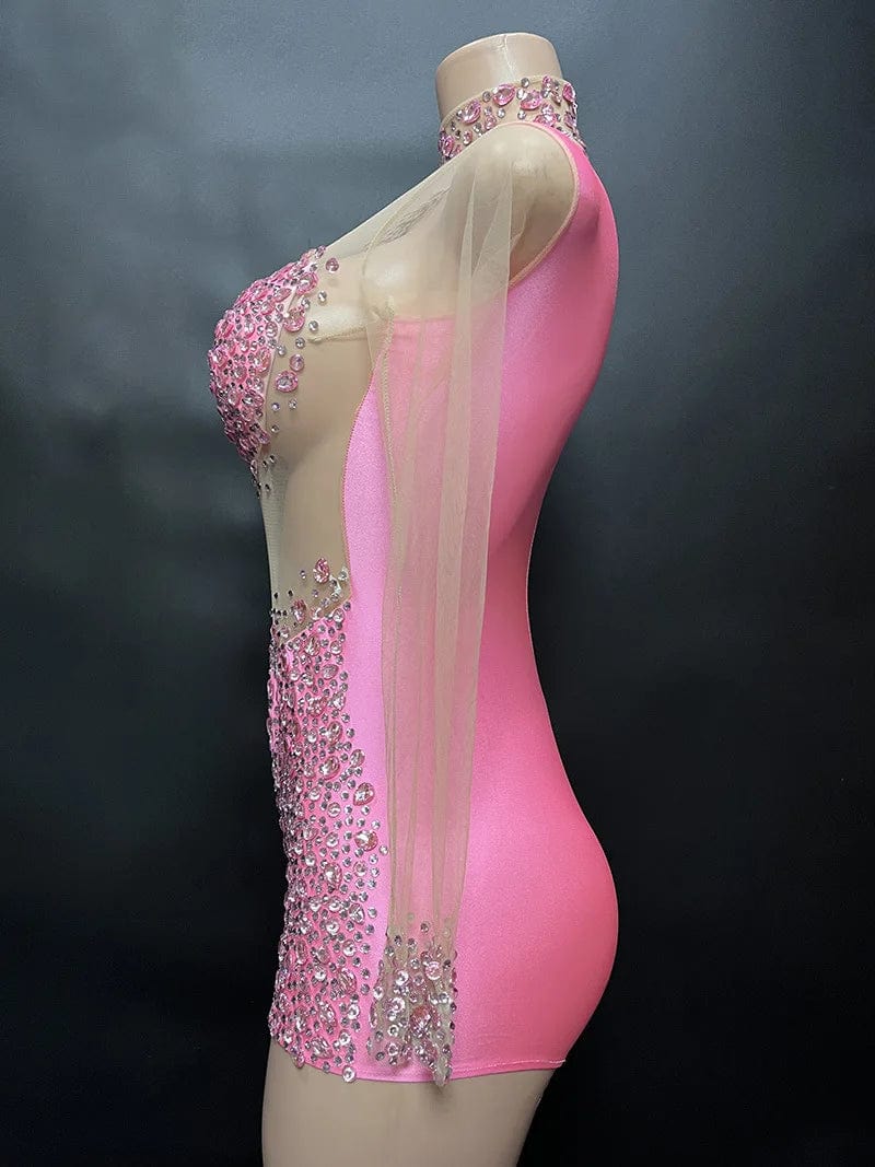 Novance Y2113-JB Club Wear For Women 2023 Sexy Rhinestone Diamond Mesh Bodysuit Club Costume Rompers Women Jumpsuit