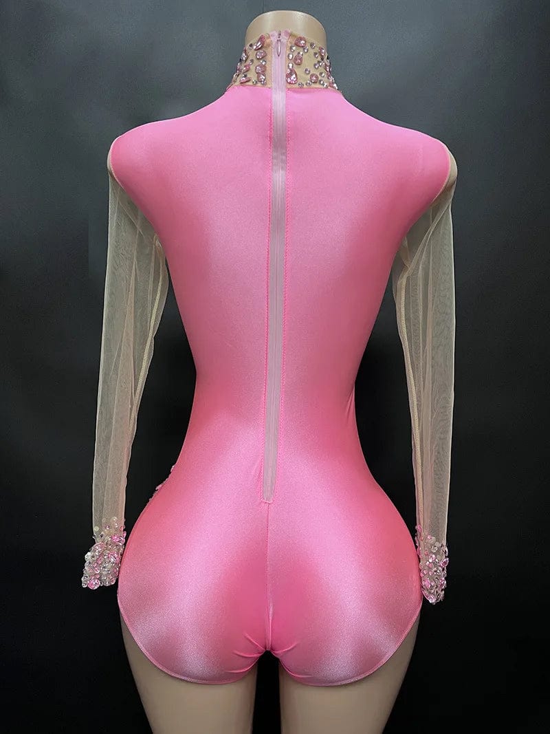 Novance Y2113-JB Club Wear For Women 2023 Sexy Rhinestone Diamond Mesh Bodysuit Club Costume Rompers Women Jumpsuit