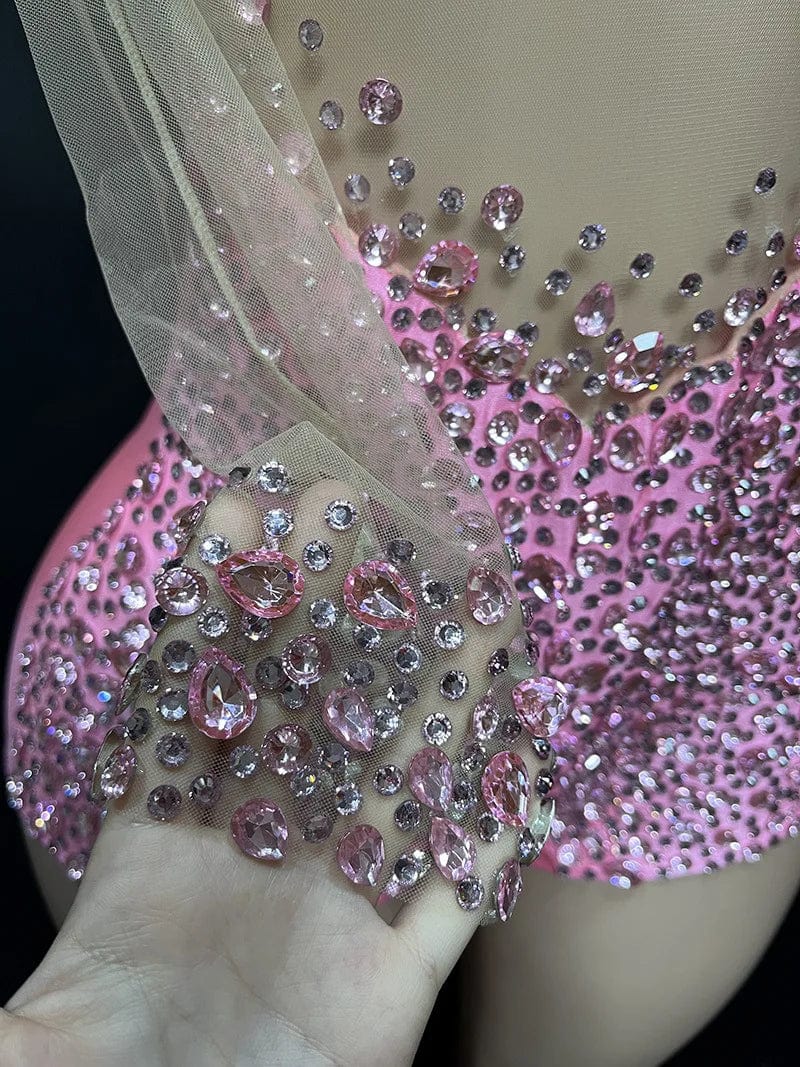 Novance Y2113-JB Club Wear For Women 2023 Sexy Rhinestone Diamond Mesh Bodysuit Club Costume Rompers Women Jumpsuit
