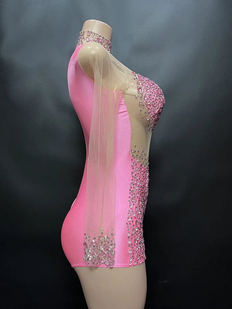 Novance Y2113-JB Club Wear For Women 2023 Sexy Rhinestone Diamond Mesh Bodysuit Club Costume Rompers Women Jumpsuit